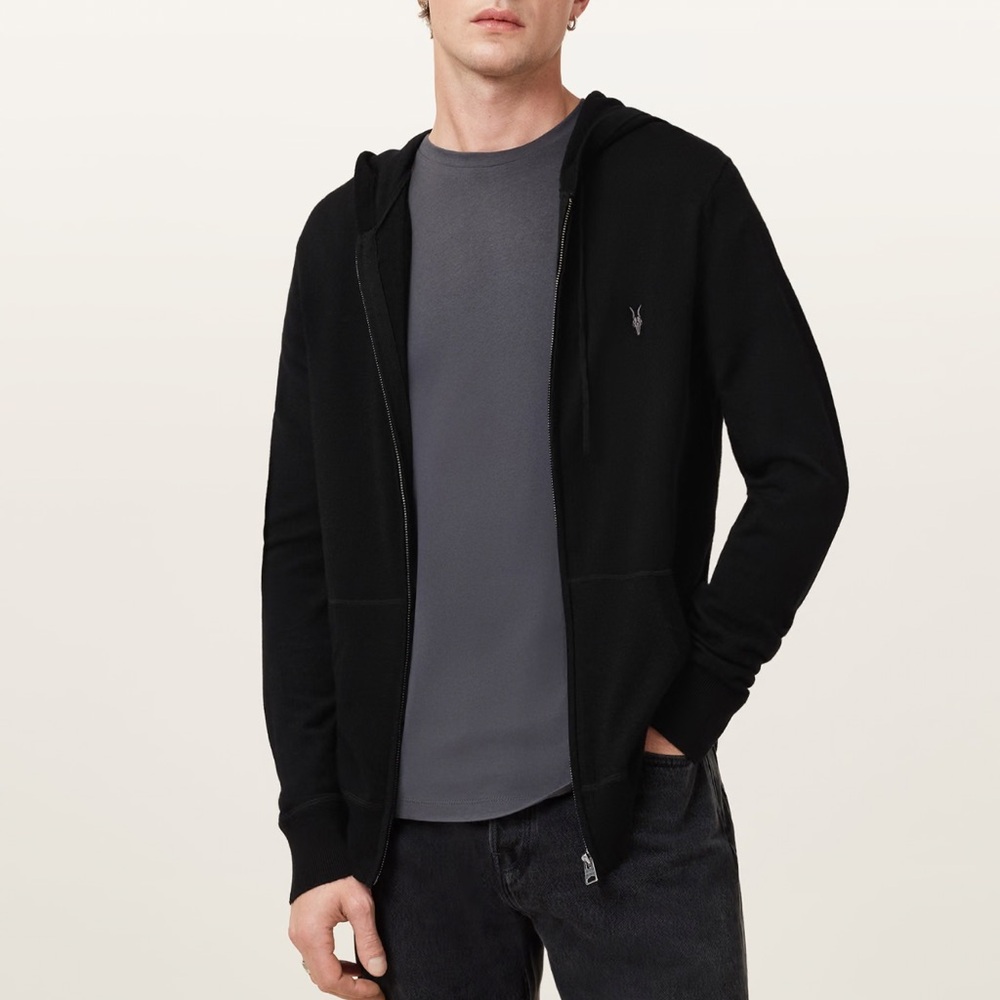 All saints MODE MERINO ZIP UP RAMSKULL HOODIE